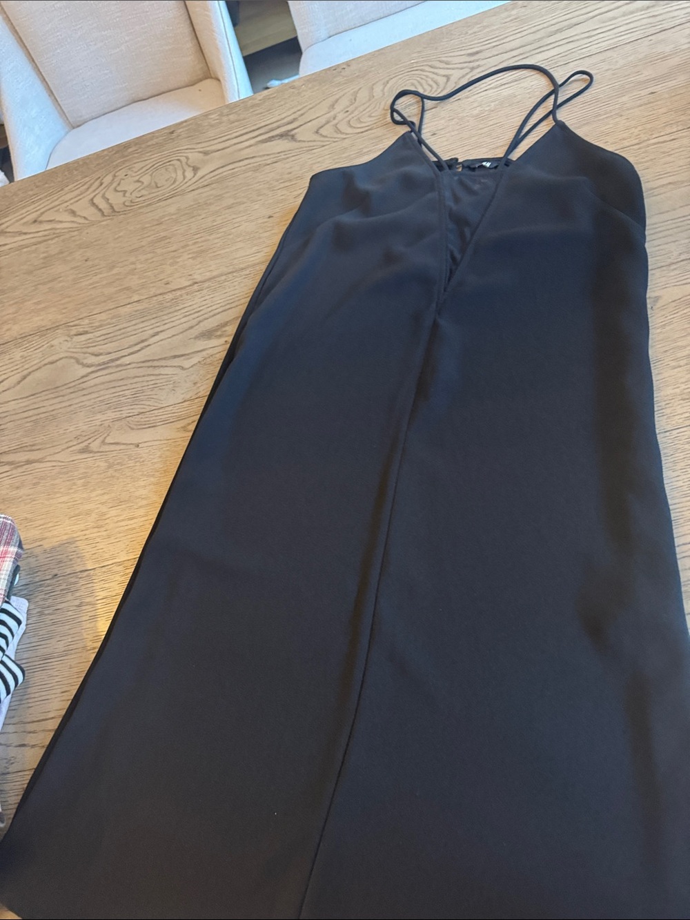H&M Black Strapless-Look Slip Dress with Double Spaghetti Straps